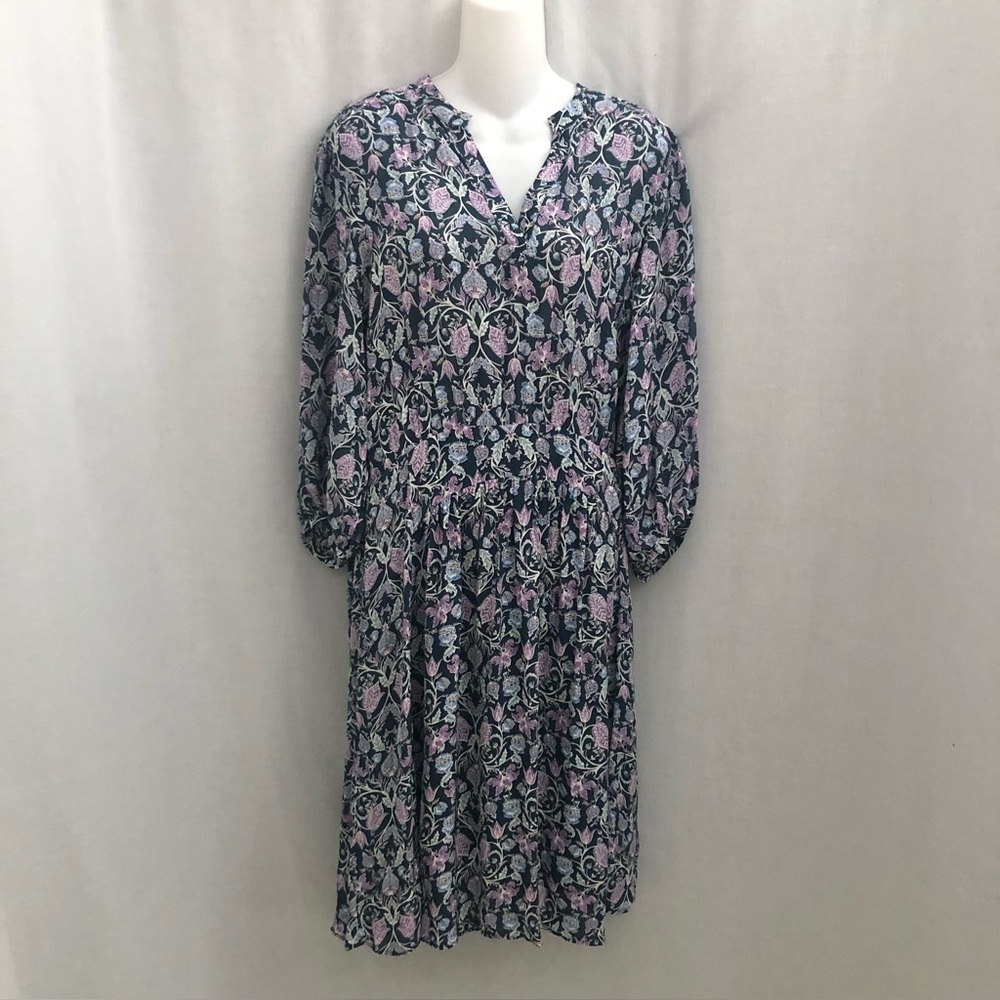 Caroll Paris Floral Dress Balloon Sleeve Pullover Size 44 US 12